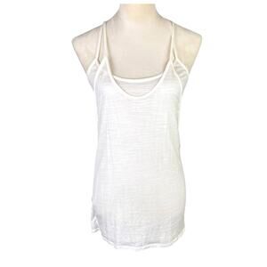 Club Monaco NWT Celia Top Solid Ivory White Layered Y Strap Open Back Tank
